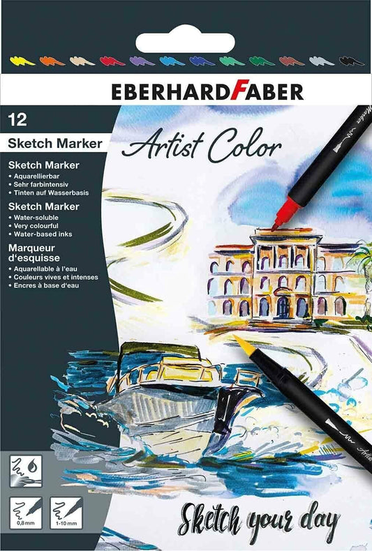 Eberhard Faber 558212 Artist Color Sketch Marker Set mit 12 Farben - JR-Vertrieb